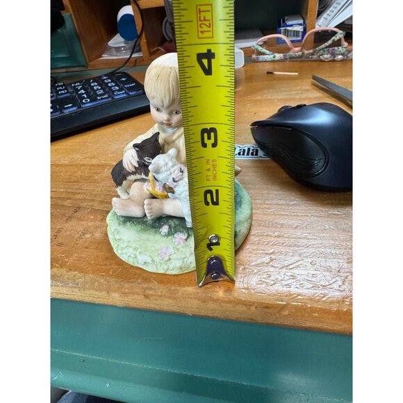 Little Francis Schmid Figurine Peace Prayer Collection 1992 Boy With Dog, Bird & - Picture 4 of 13